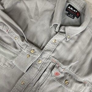 Ariat FR Shirt Mens XLT Gray Flame Resistant Workwear Button Up Long Sleeve